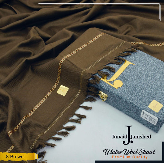 J. PREMIUM WOOL SHAWL FOR MENS WITH GIFT BOX & BAG ( Brown )