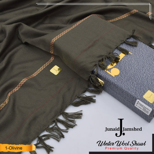 J. PREMIUM WOOL SHAWL FOR MENS WITH GIFT BOX & BAG ( Olive Green )
